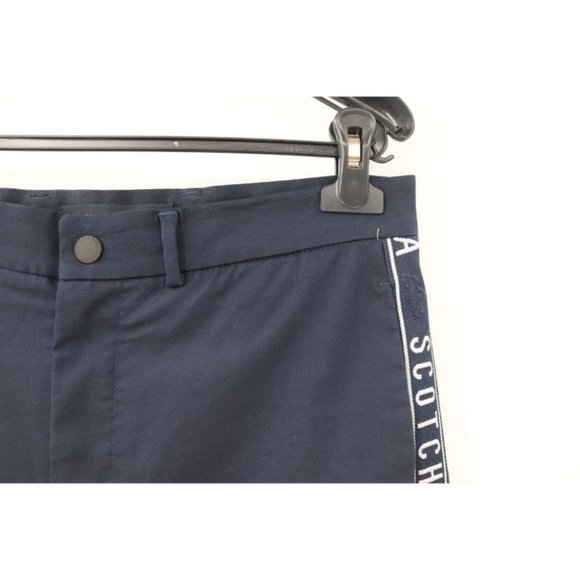 Scotch‎ & Soda pants mens 29 loose tapered blue side logo tape stretch chino - Picture 2 of 12